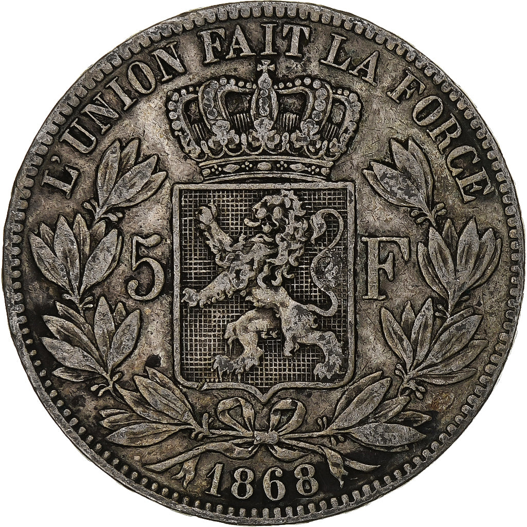 Monnaie, Belgique, Leopold II, 5 Francs, 5 Frank, 1868, TB+, Argent, KM:24