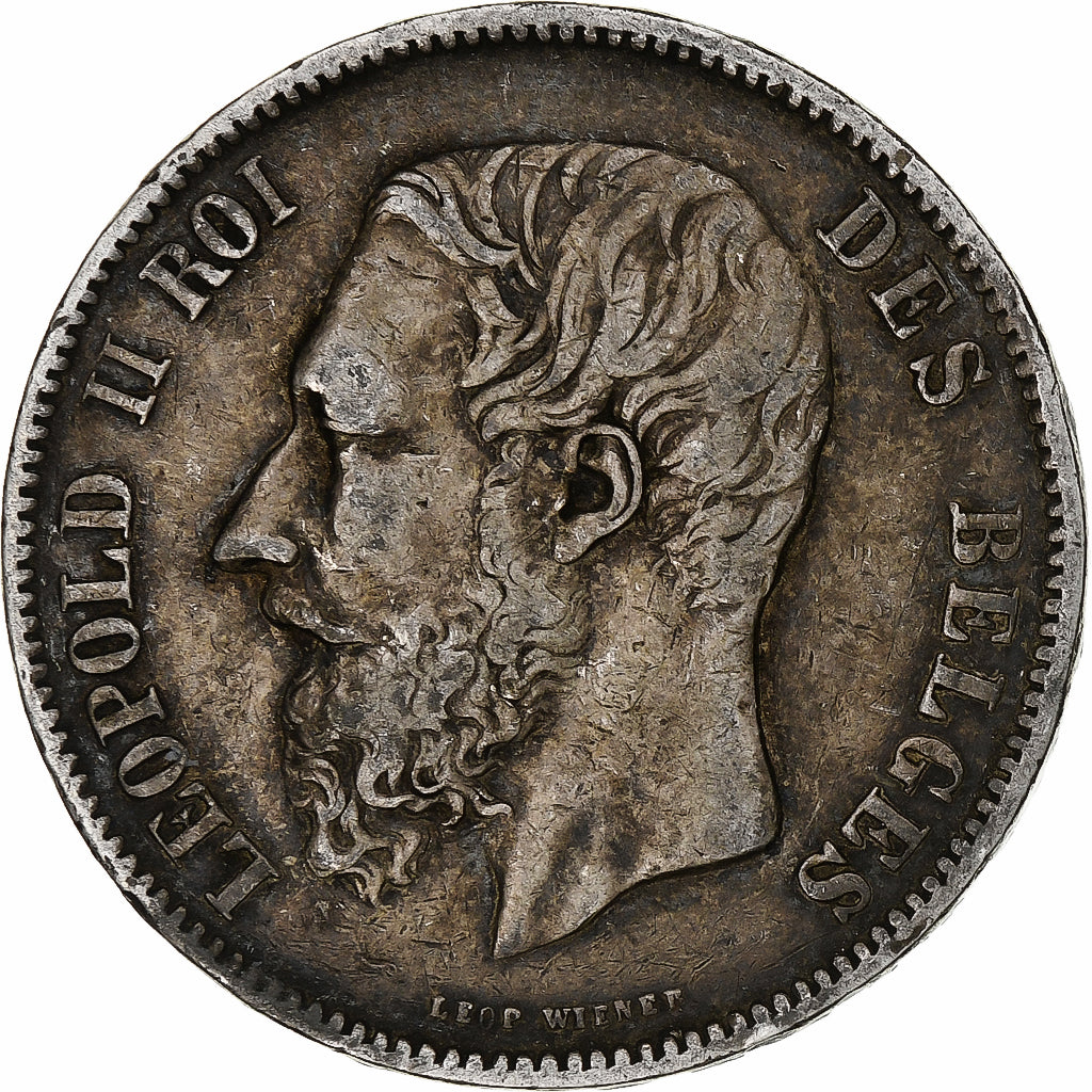 Moeda, Bélgica, Leopold II, 5 Francs, 5 Frank, 1868, VF(30-35), Prata, KM:24