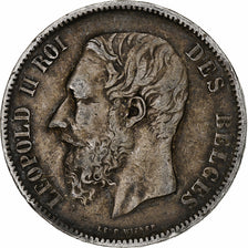 Moneta, Belgio, Leopold II, 5 Francs, 5 Frank, 1868, MB+, Argento, KM:24