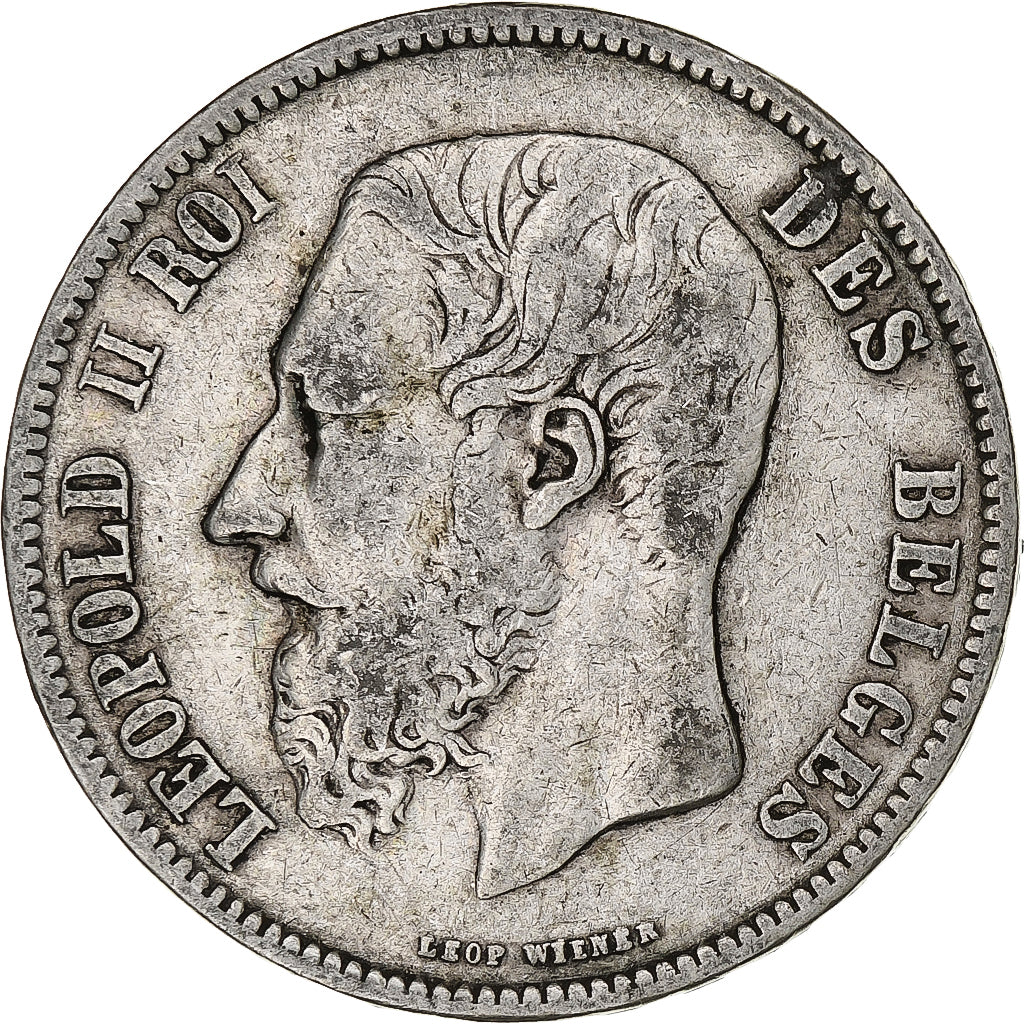 Moeda, Bélgica, Leopold II, 5 Francs, 5 Frank, 1869, VF(20-25), Prata, KM:24