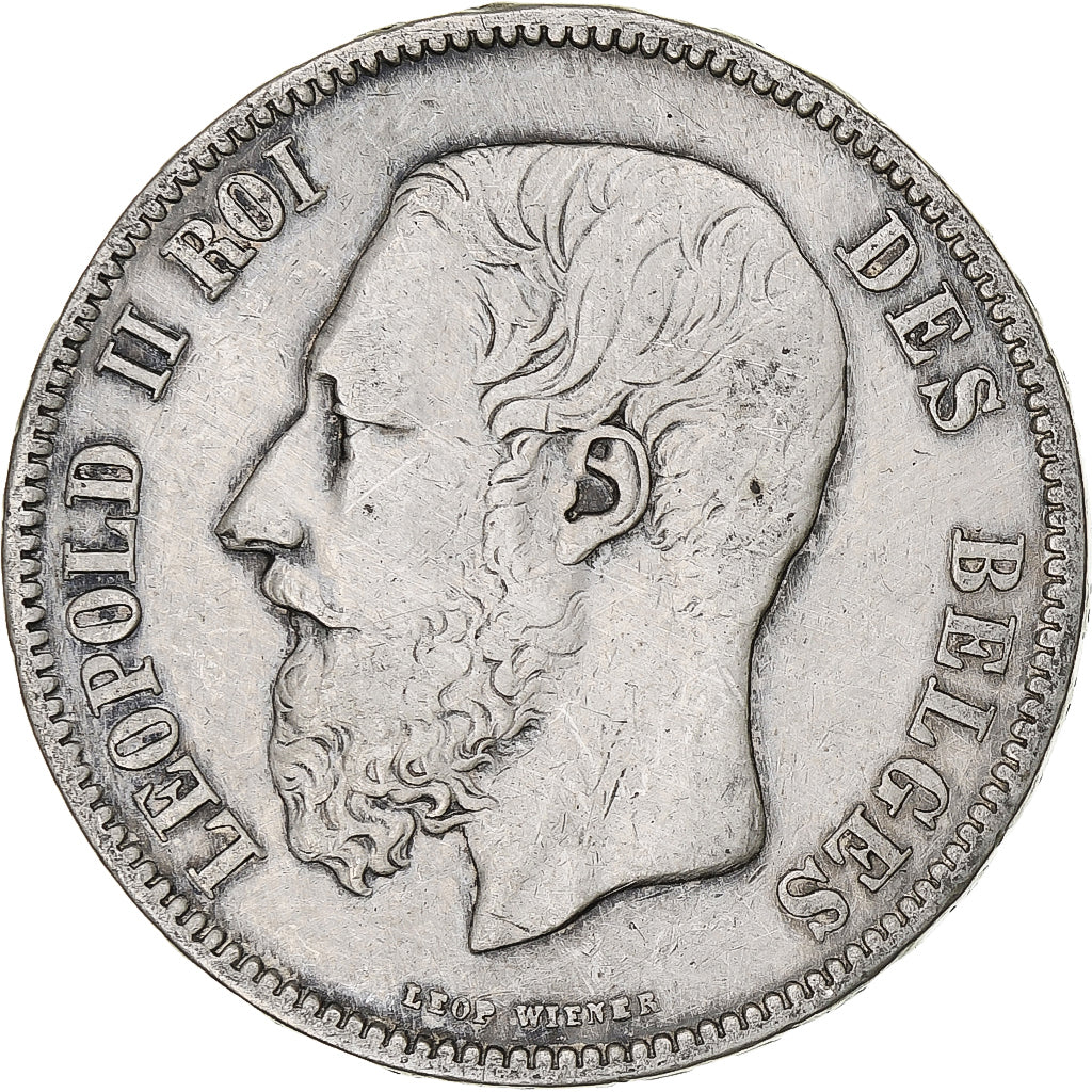 Moneta, Belgio, Leopold II, 5 Francs, 5 Frank, 1869, MB, Argento, KM:24