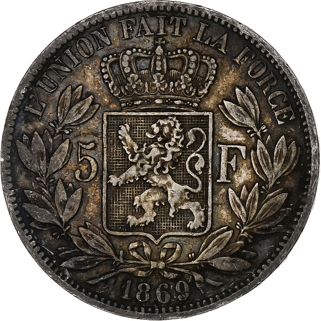 Coin, Belgium, Leopold II, 5 Francs, 5 Frank, 1869, VF(30-35), Silver, KM:24