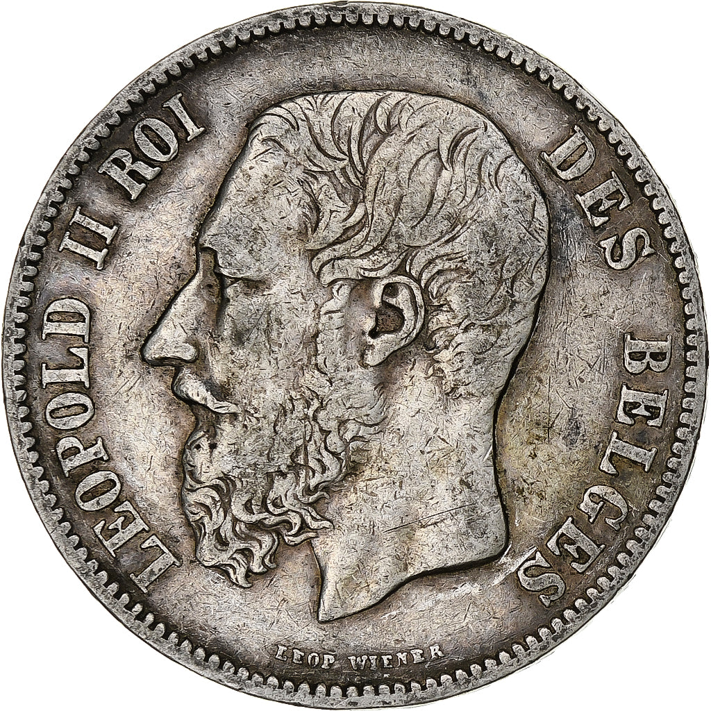 Munten, België, Leopold II, 5 Francs, 5 Frank, 1869, FR+, Zilver, KM:24