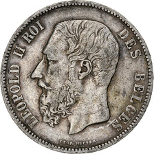 Munten, België, Leopold II, 5 Francs, 5 Frank, 1869, FR+, Zilver, KM:24