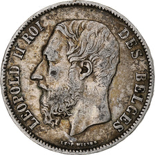 Munten, België, Leopold II, 5 Francs, 5 Frank, 1869, FR+, Zilver, KM:24