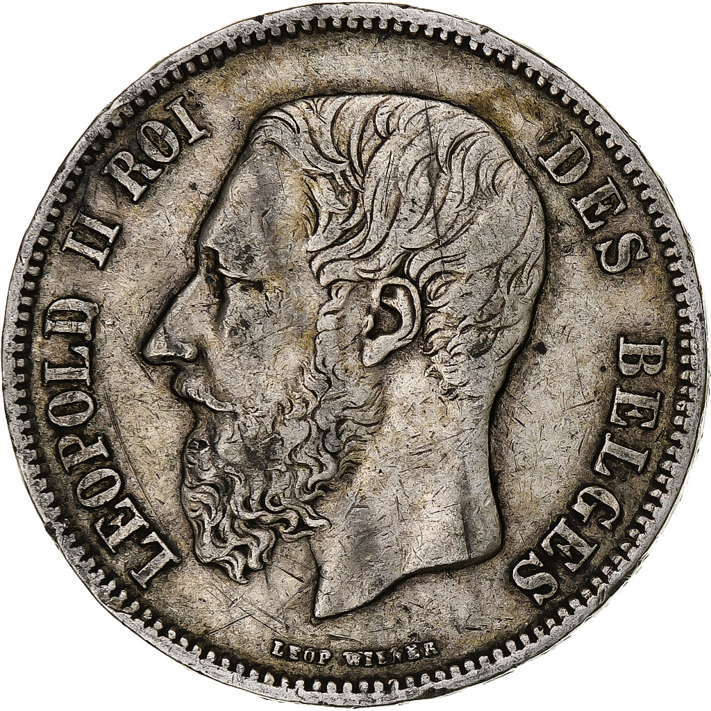 Moneta, Belgia, Leopold II, 5 Francs, 5 Frank, 1869, VF(30-35), Srebro, KM:24