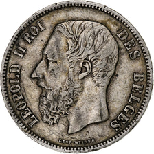 Moneta, Belgia, Leopold II, 5 Francs, 5 Frank, 1869, VF(30-35), Srebro, KM:24