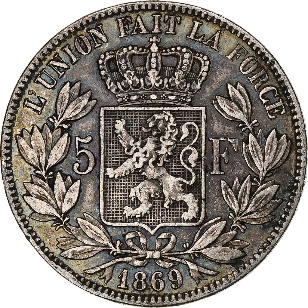 Coin, Belgium, Leopold II, 5 Francs, 5 Frank, 1869, VF(30-35), Silver, KM:24