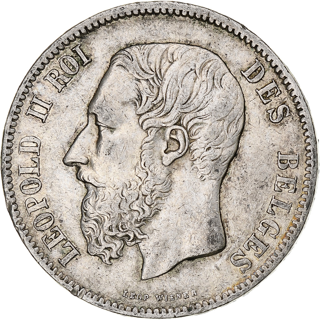 Moneta, Belgio, Leopold II, 5 Francs, 5 Frank, 1869, BB, Argento, KM:24