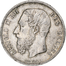 Moneta, Belgio, Leopold II, 5 Francs, 5 Frank, 1869, BB, Argento, KM:24