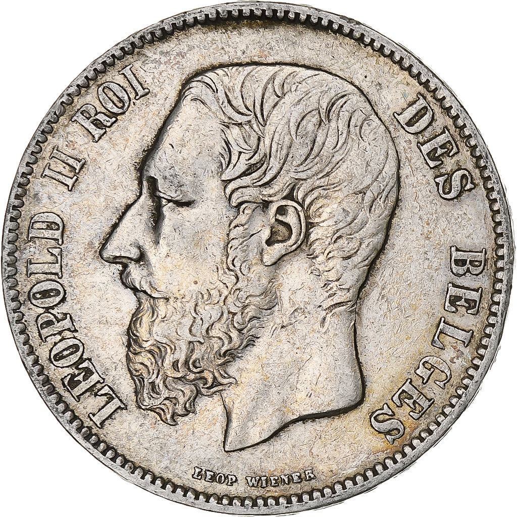 Coin, Belgium, Leopold II, 5 Francs, 5 Frank, 1870, Brussels, EF(40-45), Silver