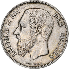 Coin, Belgium, Leopold II, 5 Francs, 5 Frank, 1870, Brussels, EF(40-45), Silver