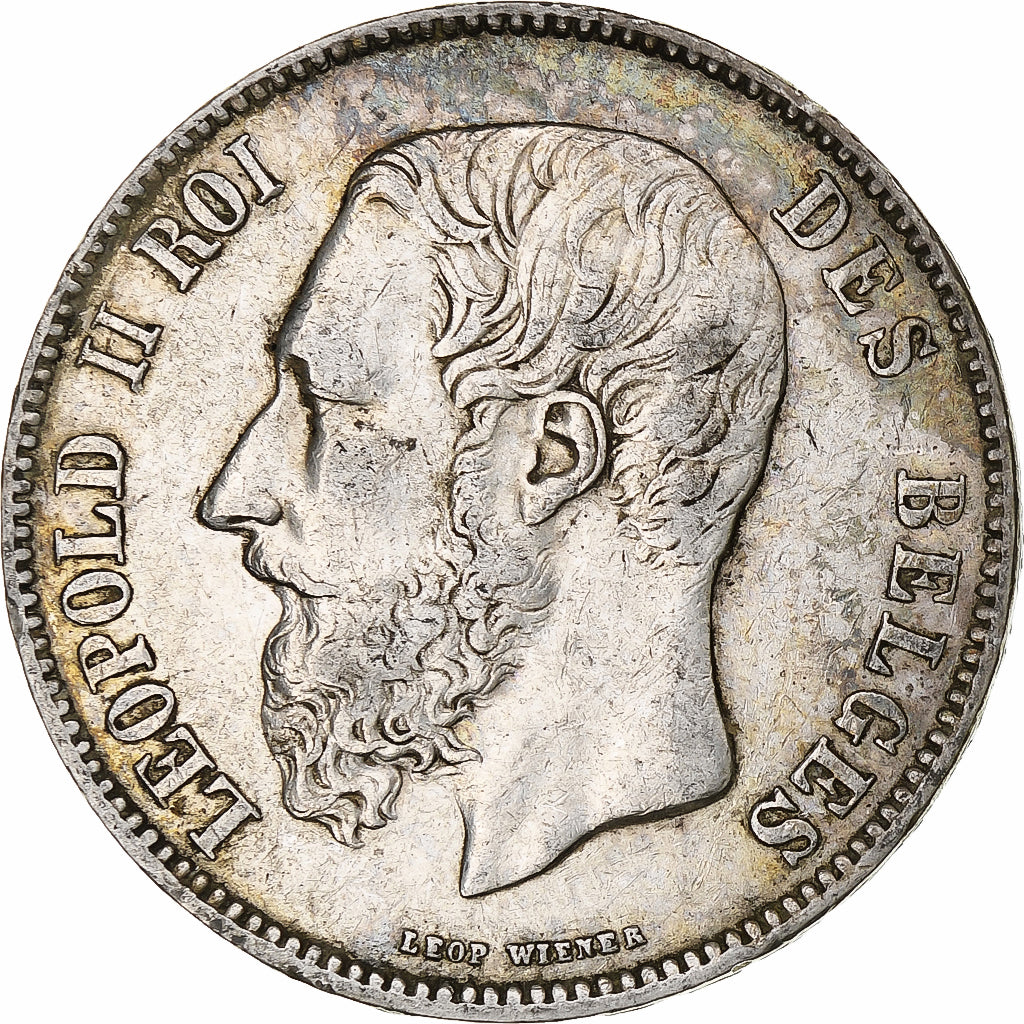 Coin, Belgium, Leopold II, 5 Francs, 5 Frank, 1870, Brussels, EF(40-45), Silver