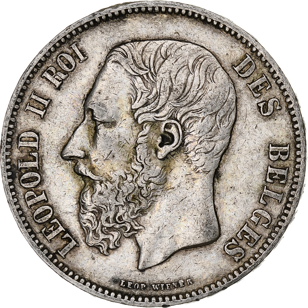 Moneta, Belgio, Leopold II, 5 Francs, 5 Frank, 1873, MB+, Argento, KM:24