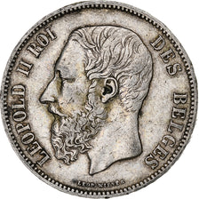 Moneta, Belgio, Leopold II, 5 Francs, 5 Frank, 1873, MB+, Argento, KM:24