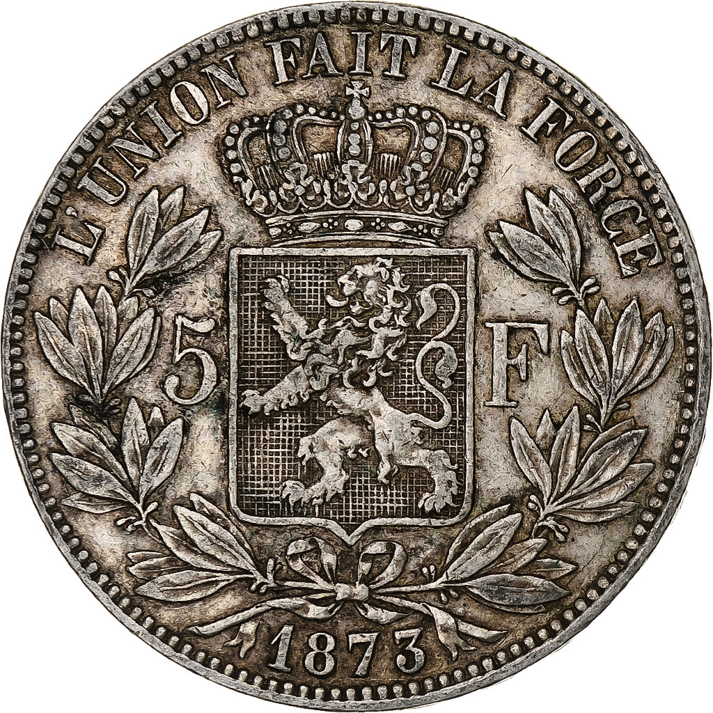 Moneta, Belgio, Leopold II, 5 Francs, 5 Frank, 1873, MB+, Argento, KM:24