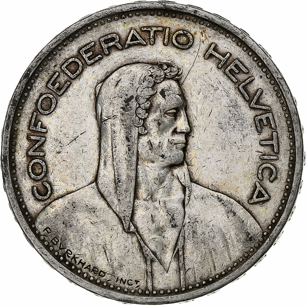 Coin, Switzerland, 5 Francs, 1933, Bern, VF(30-35), Silver, KM:40