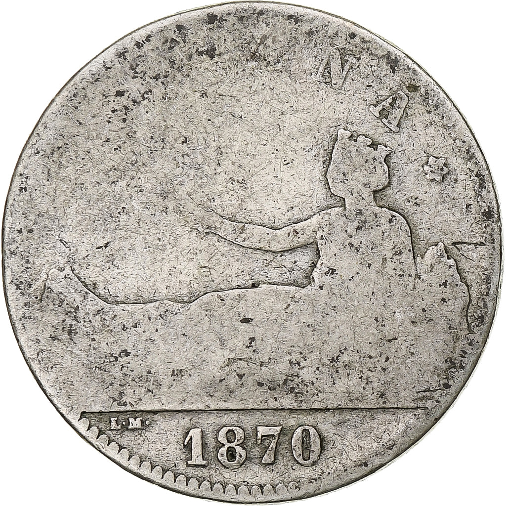 Munten, Spanje, Provisional Government, Peseta, 1870, ZG, Zilver, KM:653