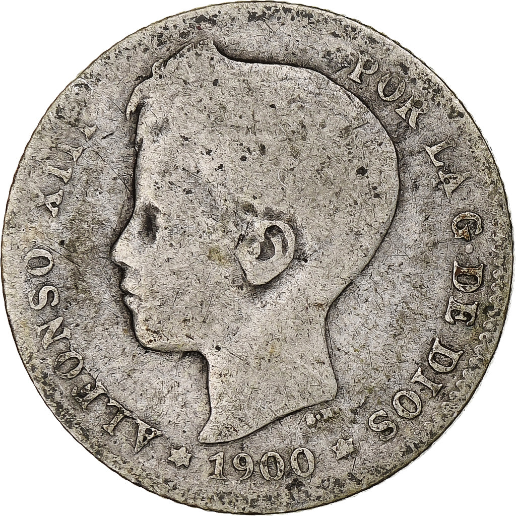 Moneda, España, Alfonso XIII, Peseta, 1900, Madrid, BC, Plata, KM:706