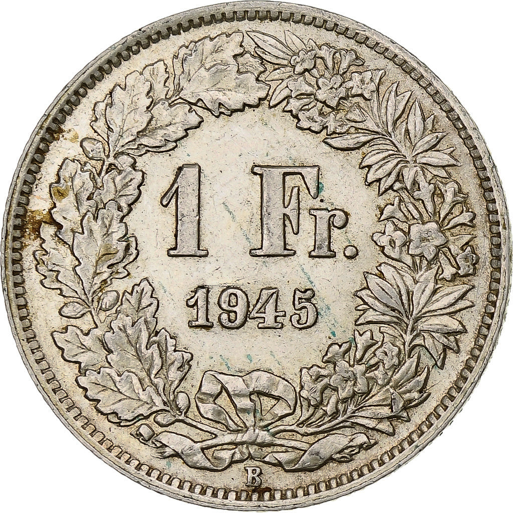 Moeda, Suíça, Franc, 1945, Bern, MS(63), Prata, KM:24