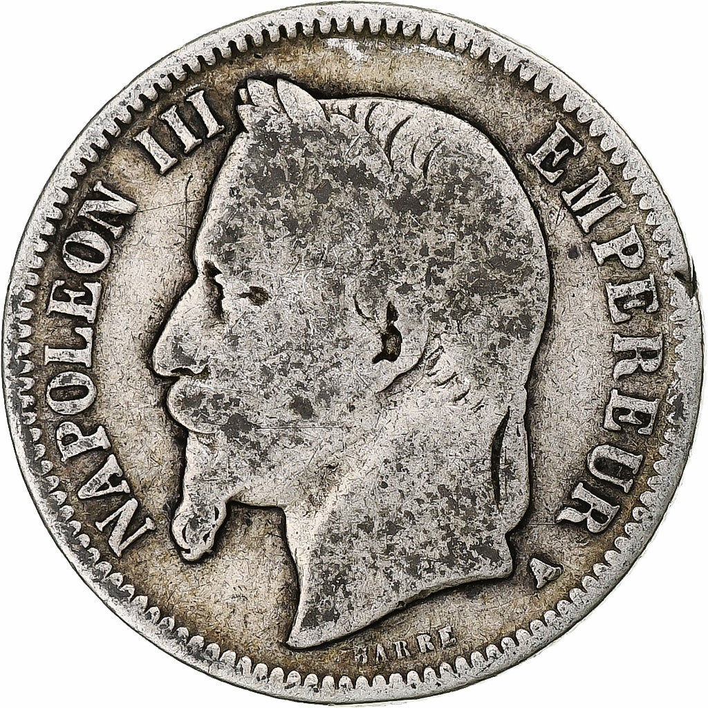 Munten, Frankrijk, Napoleon III, Franc, 1868, Paris, ZG+, Zilver, KM:806.1