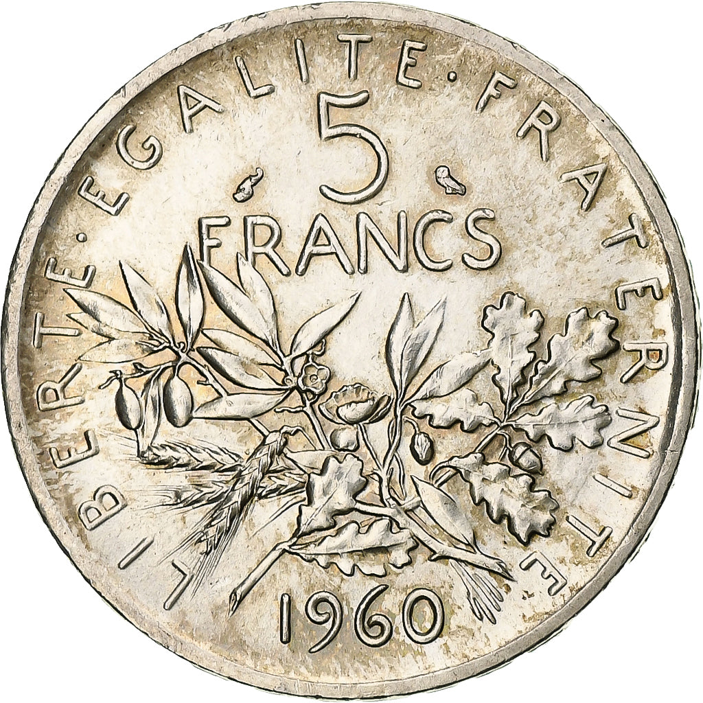 France, Semeuse, 5 Francs, 1960, MS(63), Silver, KM:926, Gadoury:770, Le