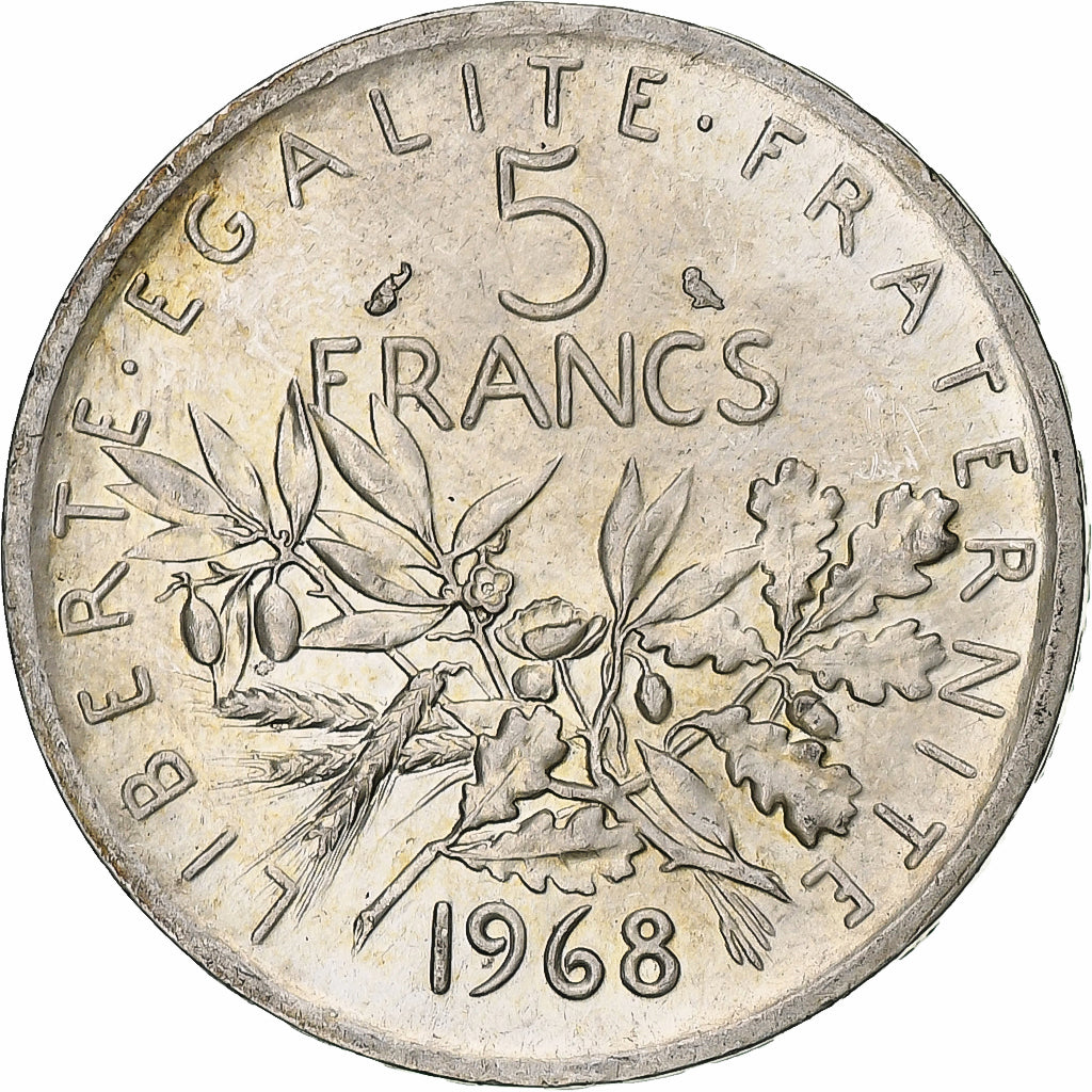 Frankreich, Semeuse, 5 Francs, 1968, Paris, VZ, Silber, KM:926, Gadoury:770, Le