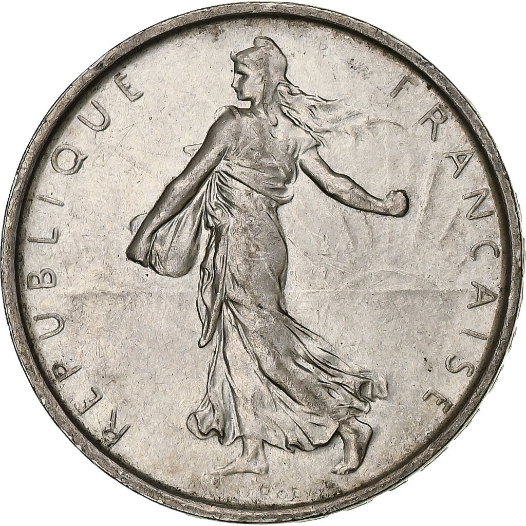 Francja, Semeuse, 5 Francs, 1968, Paris, AU(55-58), Srebro, KM:926, Gadoury:770