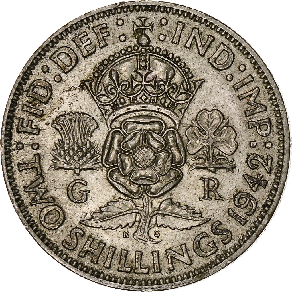 Großbritannien, George VI, Florin, Two Shillings, 1942, SS+, Silber, KM:855