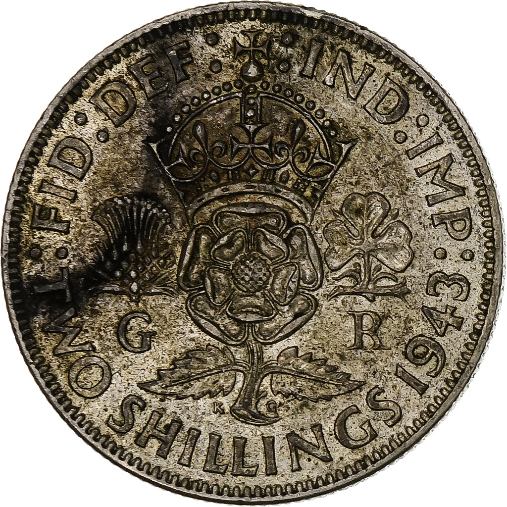 Grande-Bretagne, George VI, Florin, Two Shillings, 1943, TTB+, Argent, KM:855