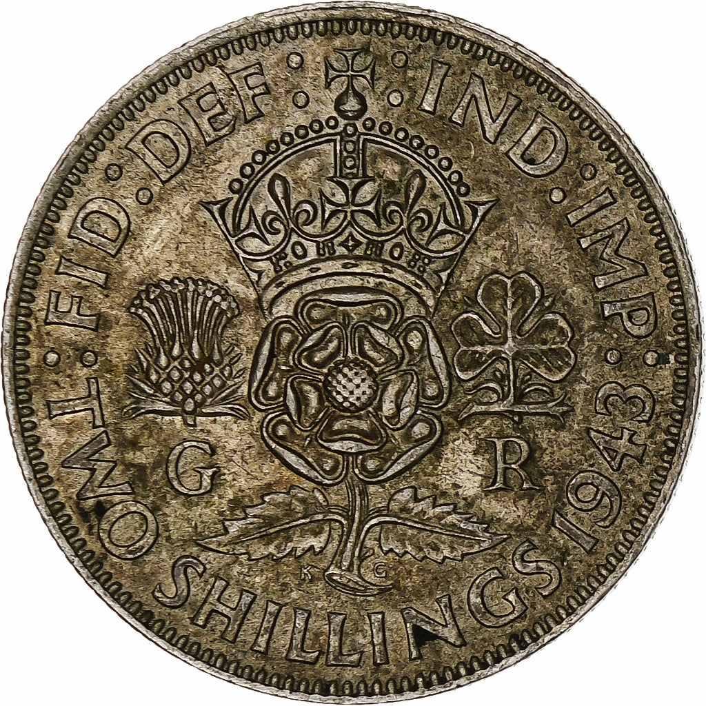 Großbritannien, George VI, Florin, Two Shillings, 1943, SS+, Silber, KM:855