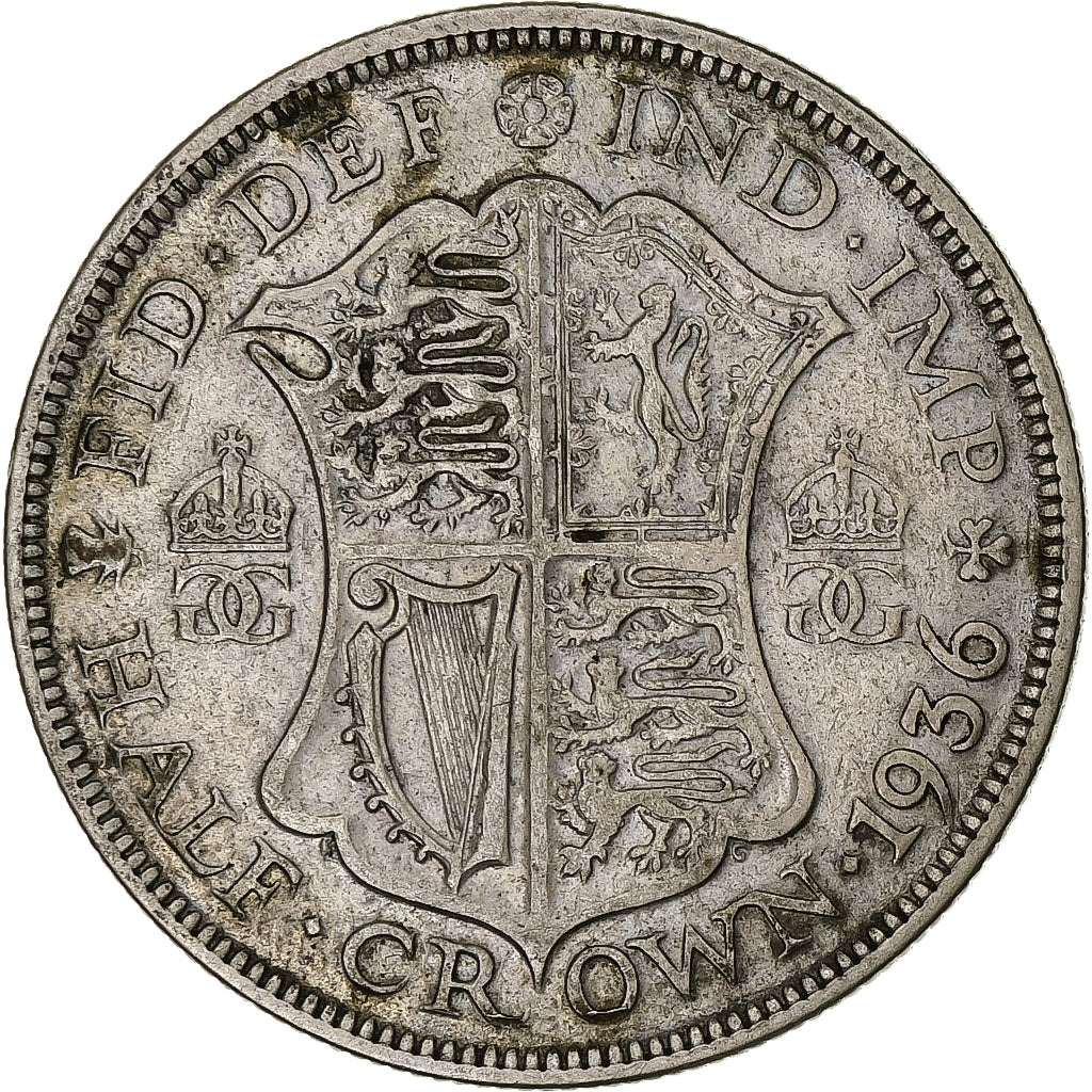 Great Britain, George V, 1/2 Crown, 1936, VF(30-35), Silver, KM:835
