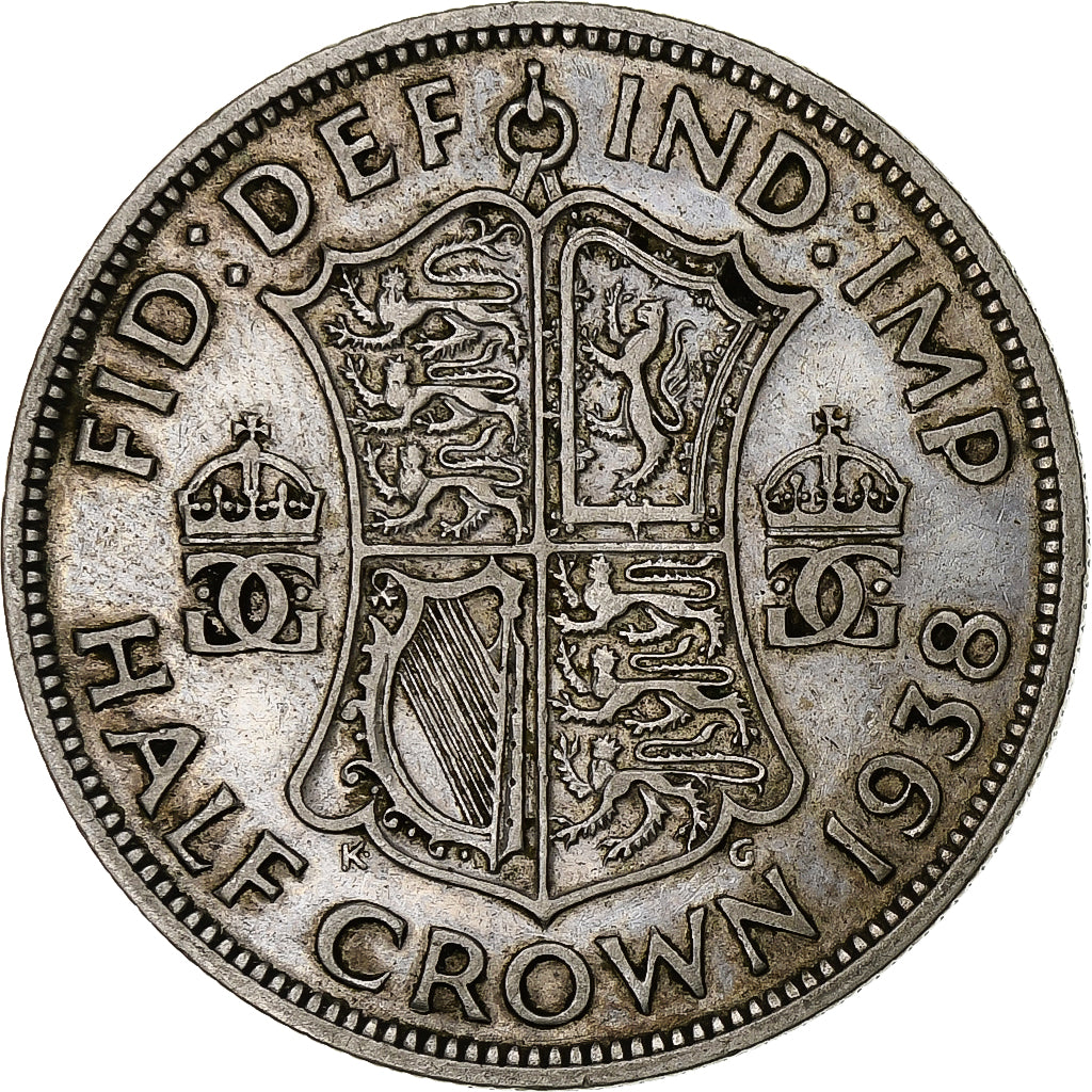 Großbritannien, George VI, 1/2 Crown, 1938, S+, Silber, KM:856