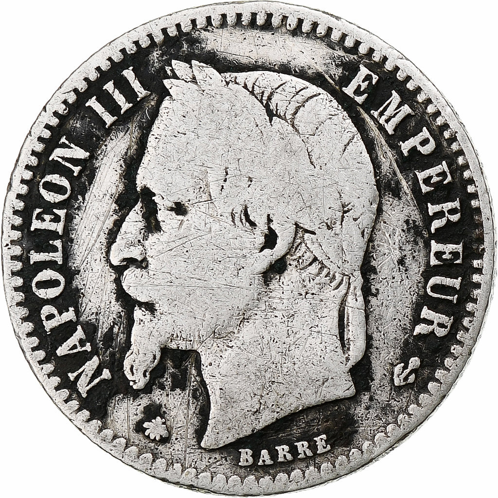 Francia, Napoleon III, 50 Centimes, 1867, Paris, BC, Plata, KM:814.1