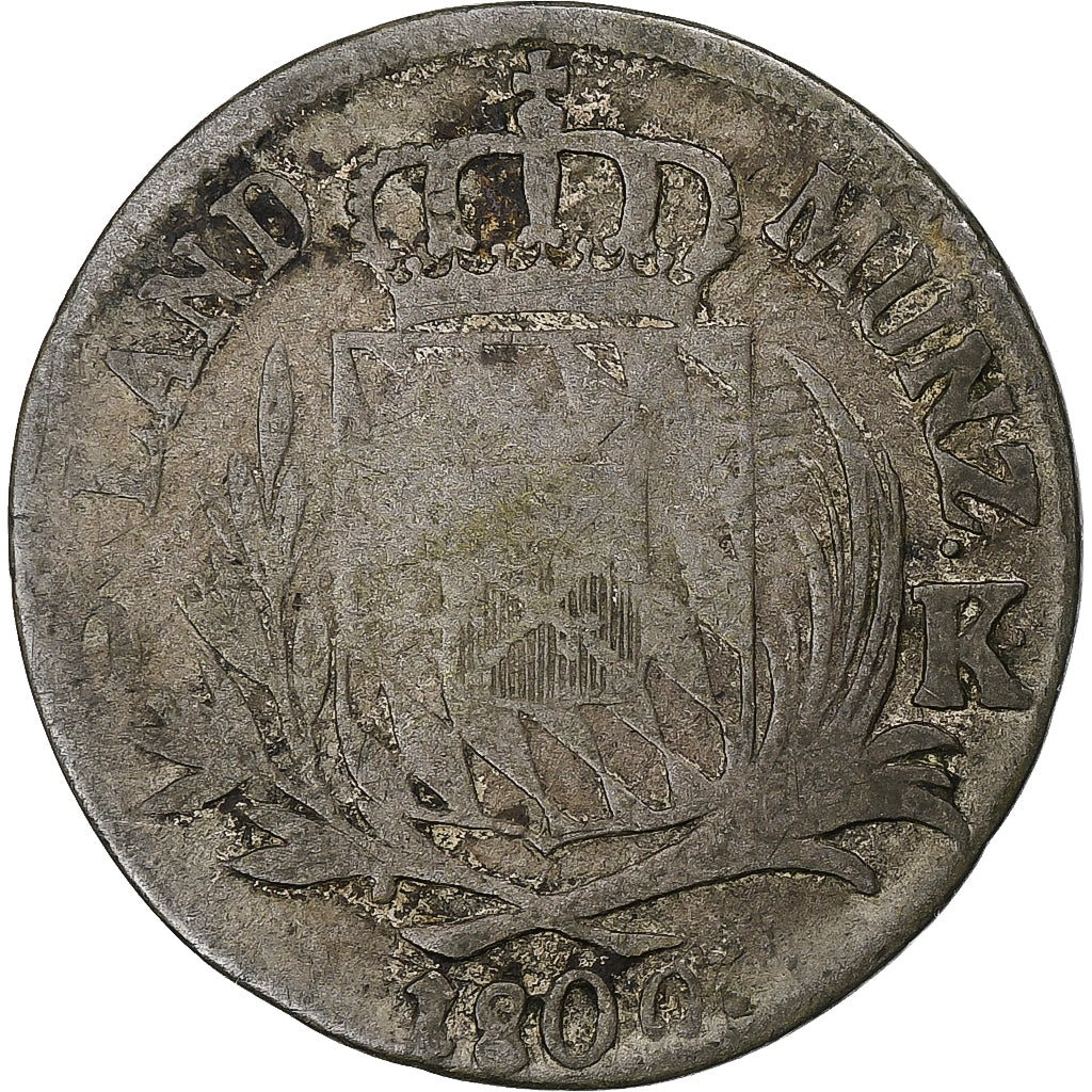 Kingdom of Bavaria, Maximilian I, 6 Kreuzer, 1809, Munich, Silber, SGE, KM:686
