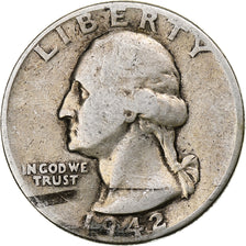 États-Unis, Washington Quarter, Quarter, 1942, Philadelphie, TTB, Argent
