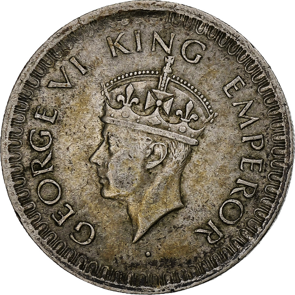 ÍNDIA - BRITÂNICA, George VI, 1/2 Rupee, 1944, AU(50-53), Prata, KM:552