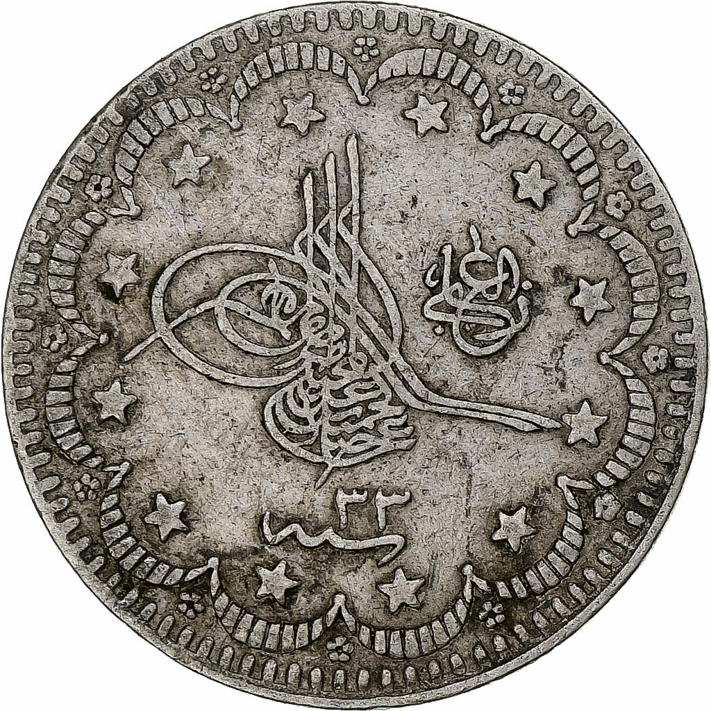 Turchia, Abdul Hamid II, 5 Kurush, 1907 (AH 1293/33), Qustantiniyah, BB