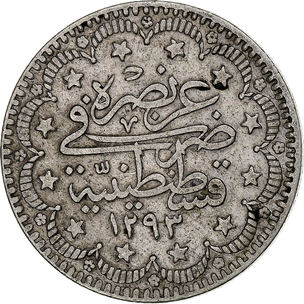 Turchia, Abdul Hamid II, 5 Kurush, 1907 (AH 1293/33), Qustantiniyah, BB
