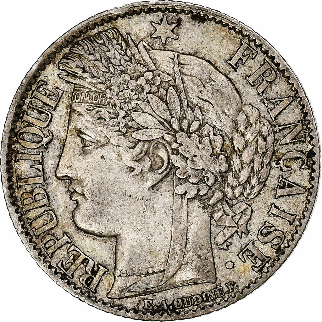 França, Cérès, Franc, 1872, Paris, AU(50-53), Prata, KM:822.1, Gadoury:465a