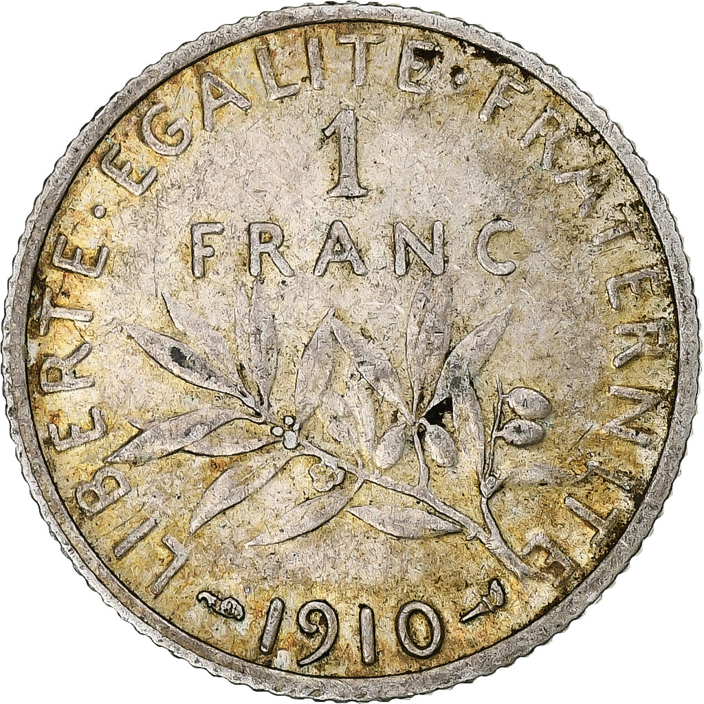 France, Semeuse, Franc, 1910, Paris, TTB+, Argent, Gadoury:467, KM:844.1, Le