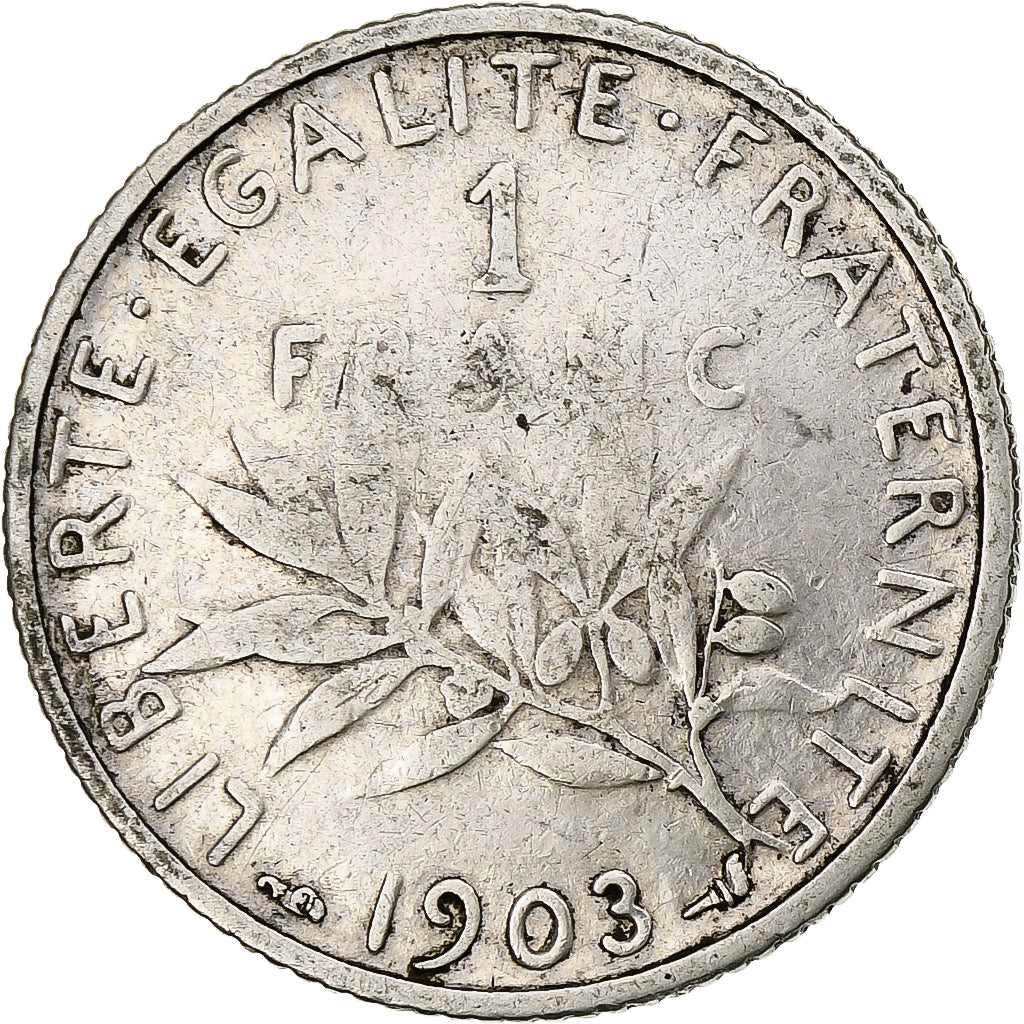 Francja, Franc, Semeuse, 1903, Paris, Srebro, VF(20-25), Gadoury:467, KM:844.1