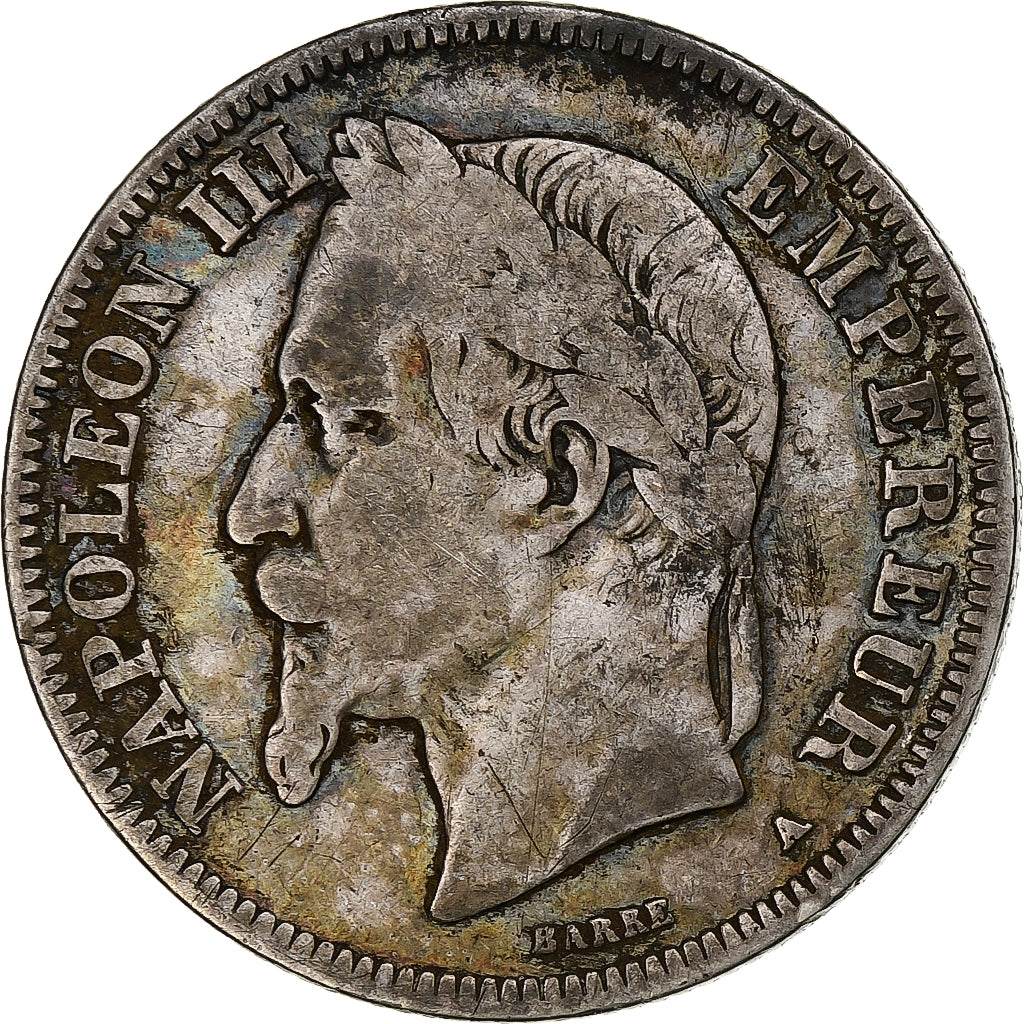 Francia, Napoleon III, 2 Francs, 1868, Paris, Argento, B+, Gadoury:527, Le