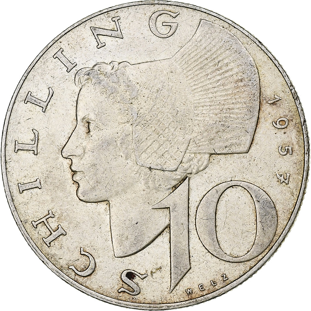 Austria, 10 Schilling, 1957, Vienna, EF(40-45), Silver, KM:2882