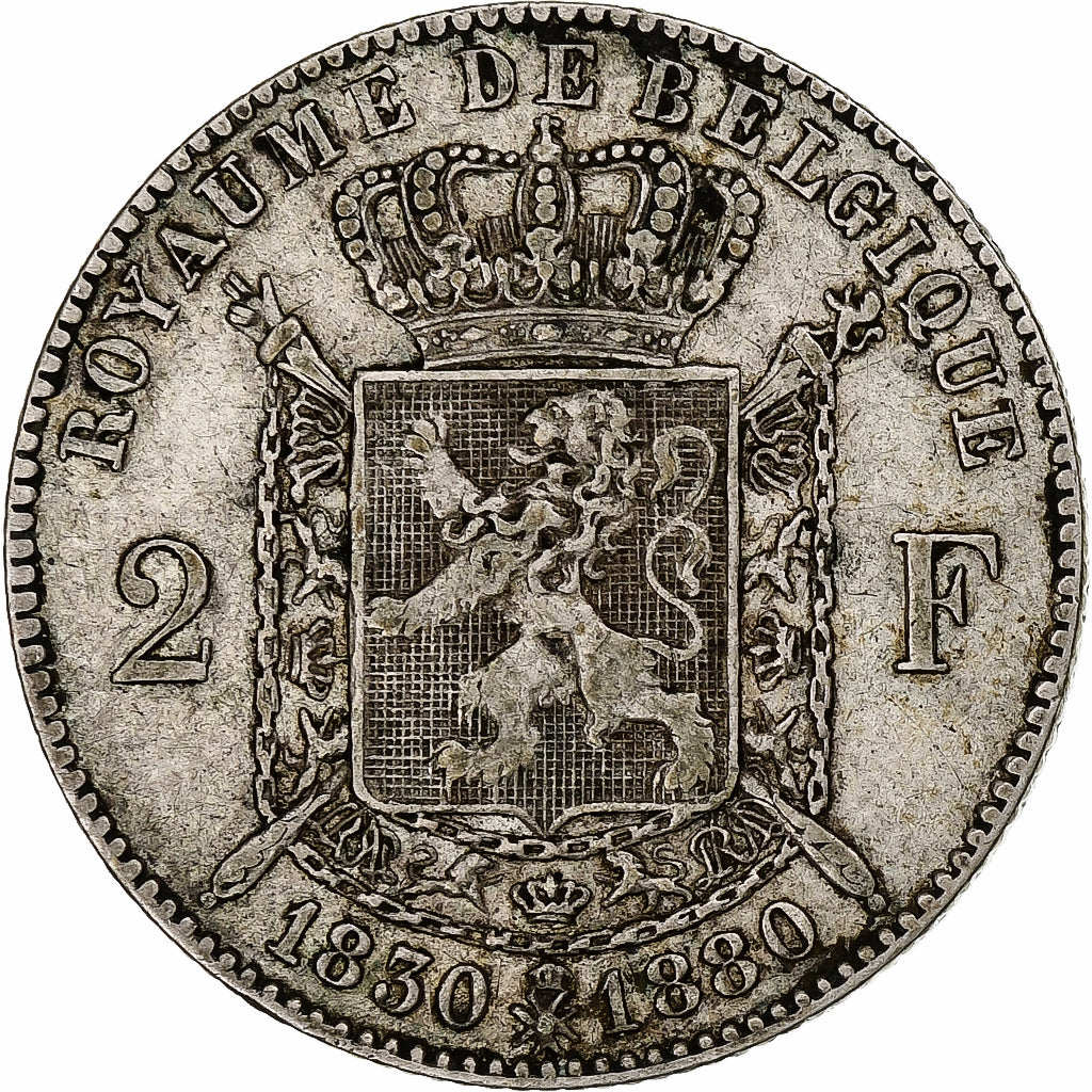Belgium, Leopold II, 2 Francs, 2 Frank, 1880, Brussels, EF(40-45), Silver, KM:39