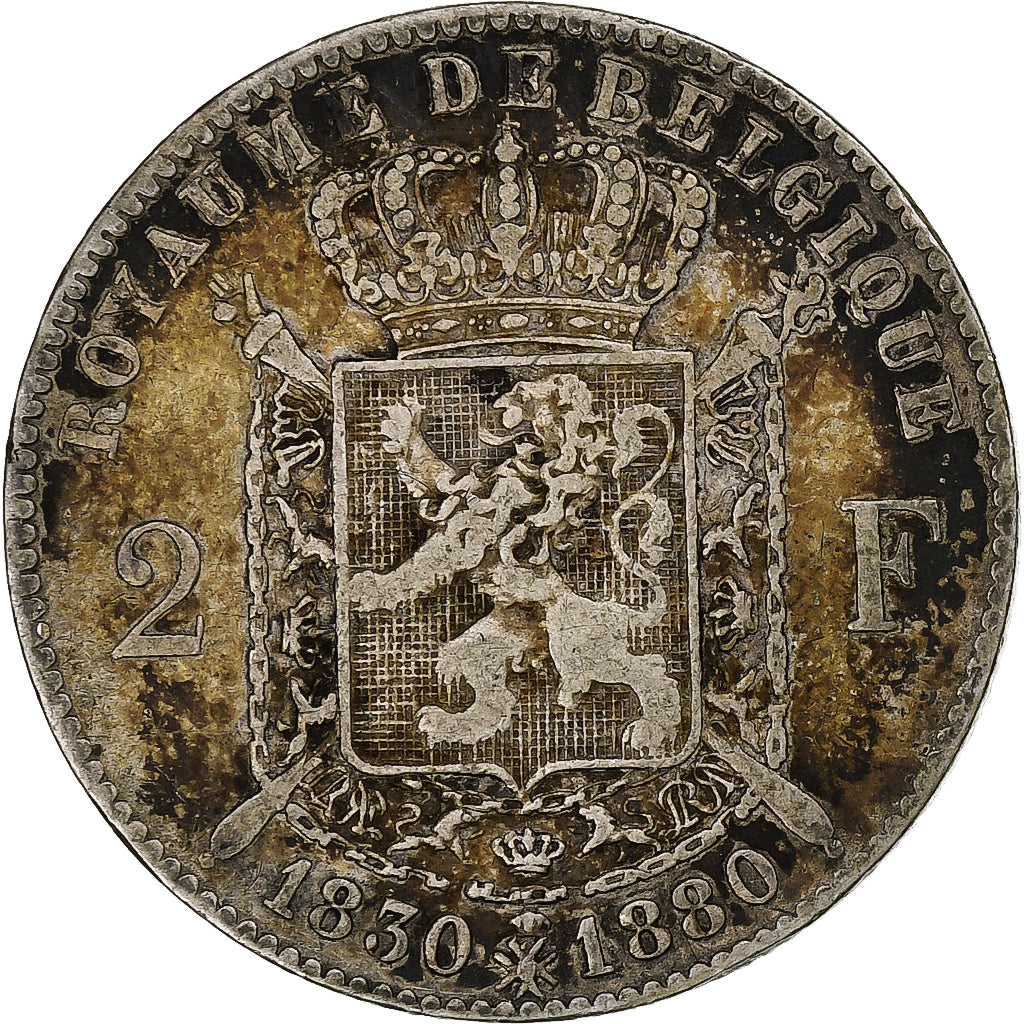 Belgium, Leopold II, 2 Francs, 2 Frank, 1880, Brussels, VF(30-35), Silver, KM:39