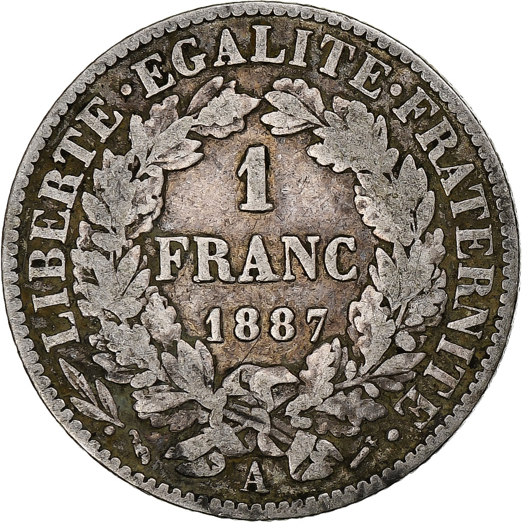 Francia, Franc, Cérès, 1887, Paris, Argento, MB, Gadoury:465a, Le Franc:F.216
