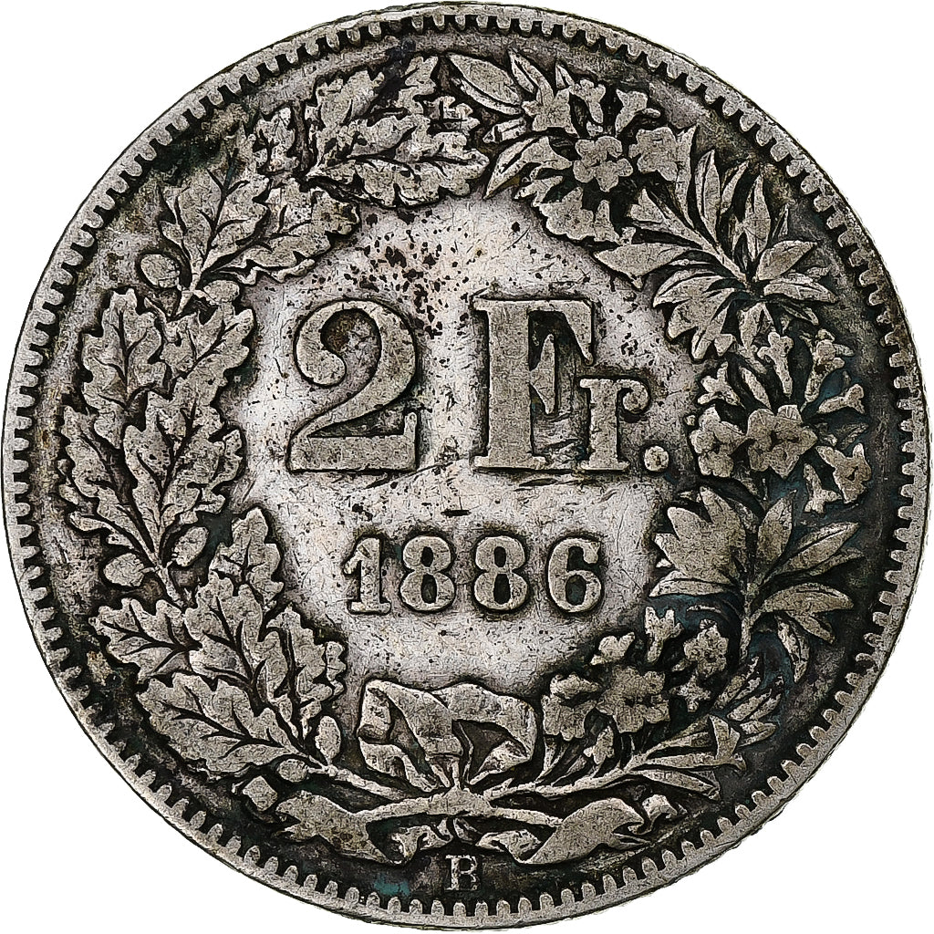 Switzerland, 2 Francs, 1886, Bern, Silver, VF(20-25), KM:21