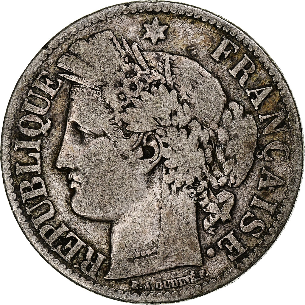 Frankreich, 2 Francs, Cérès, 1871, Paris, Petit A, Silber, S, Gadoury:530, Le