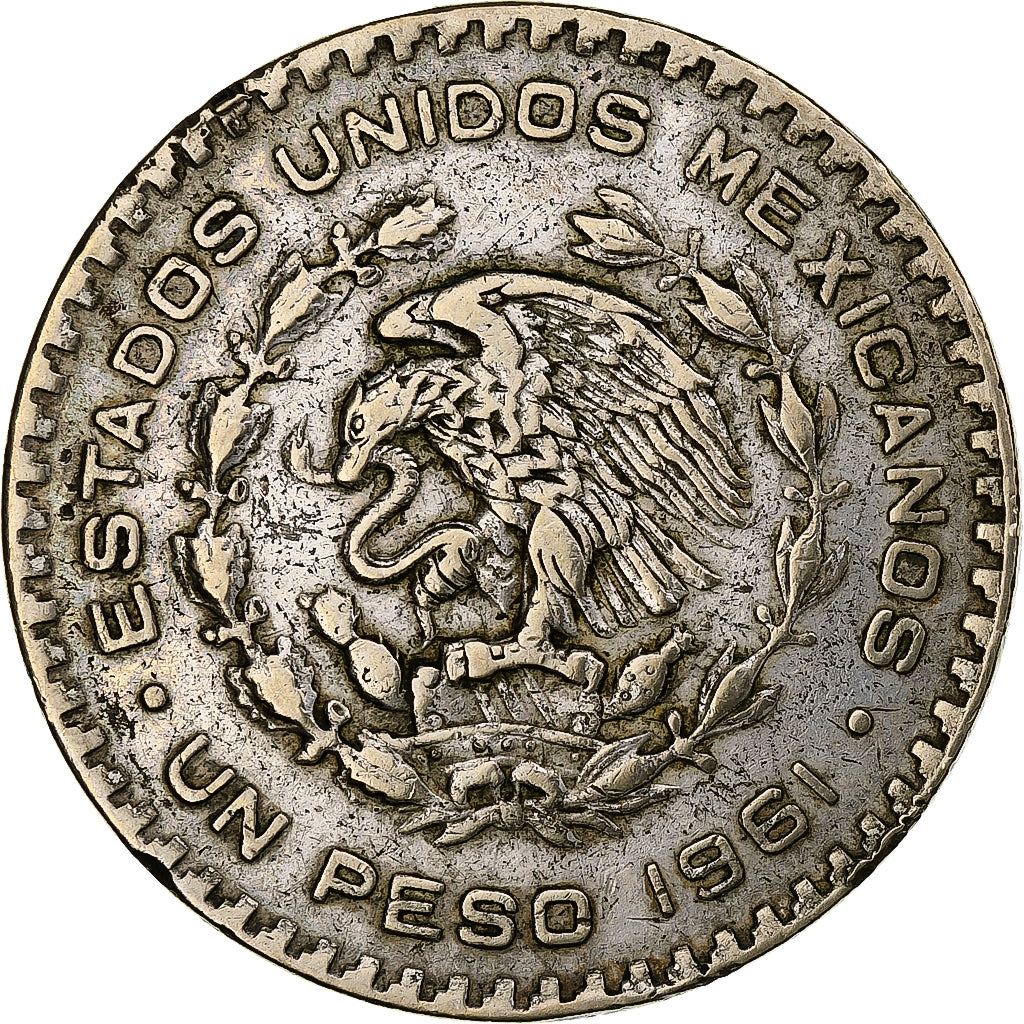 Mexico, Peso, 1961, Mexico City, Silver, AU(50-53), KM:459